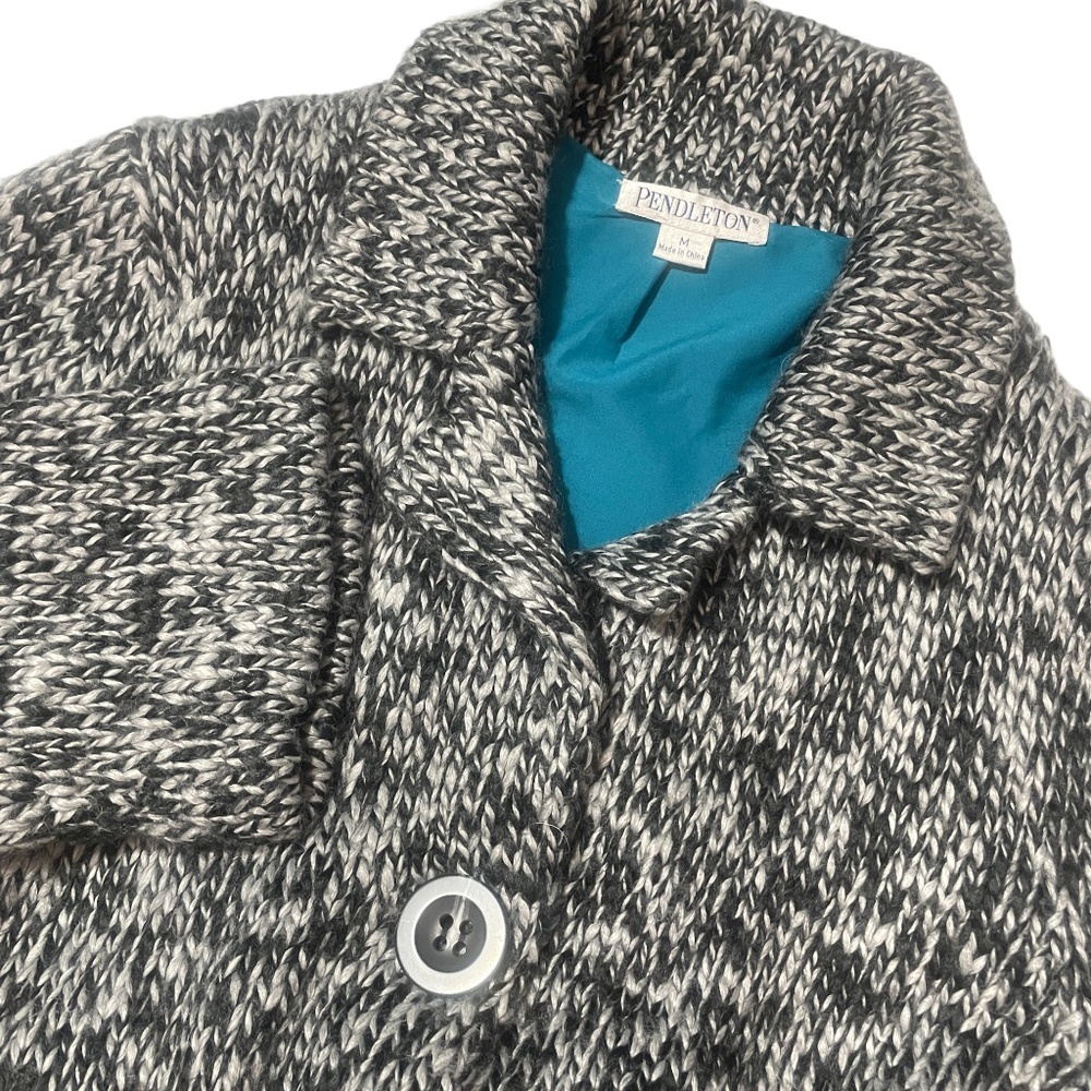 Pendleton Medium Black White Knit Lined Sweater J… - image 1